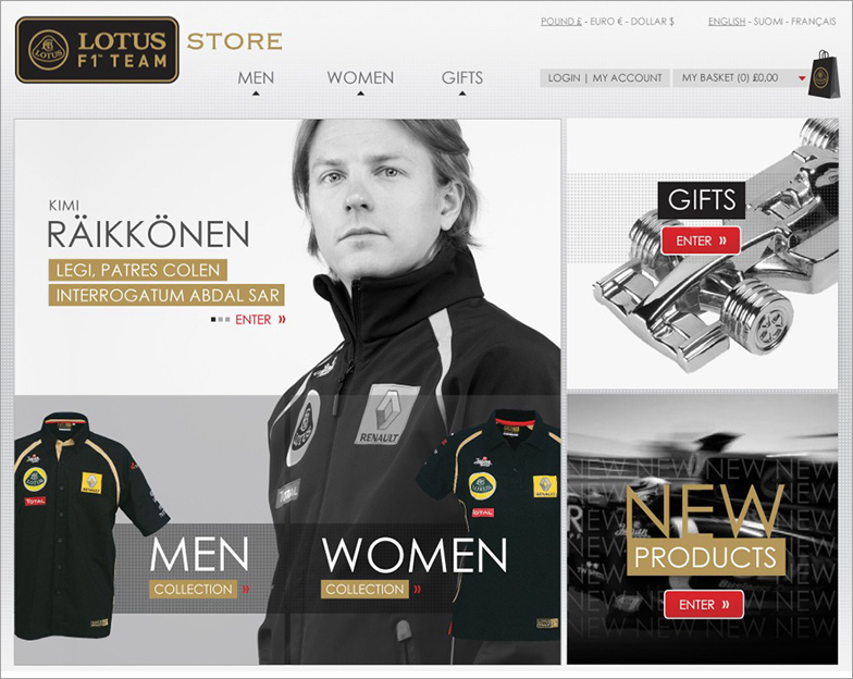 LOTUS RENAULT GP Store | Site Web – Maquette projet 1