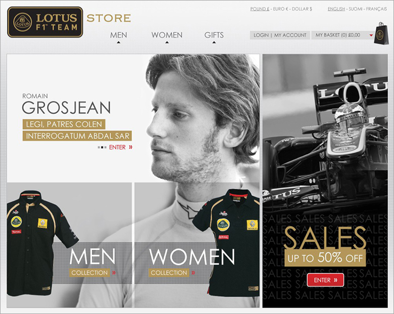 LOTUS RENAULT GP Store | Site Web – Maquette projet 2